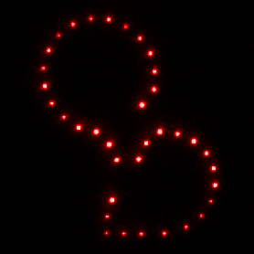 Fluorescence from Sr in tweezers arrange as a QDNL logo